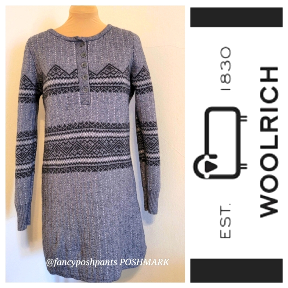 WOOLRICH sweaterdress quality Bellgrove fair isle soft lambswool cotton midi